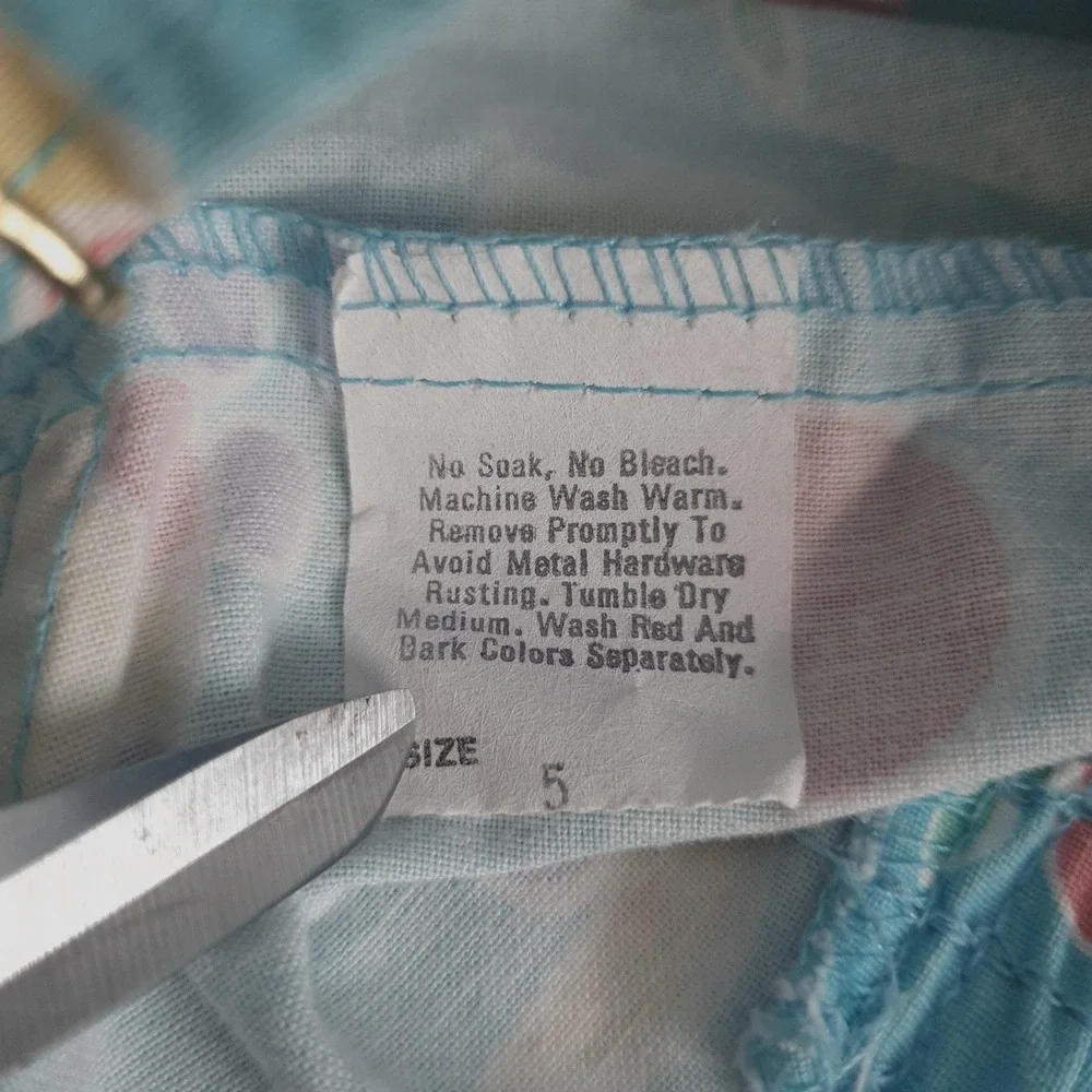 Vintage OshKosh Bgosh Shortalls Girls 5 Blue Pastel Fruit Print Vestbak USA 90s